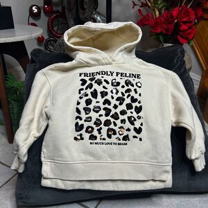 Zara Girl’s Cream Cheetah Print Hooded Sweatshirt Size 7